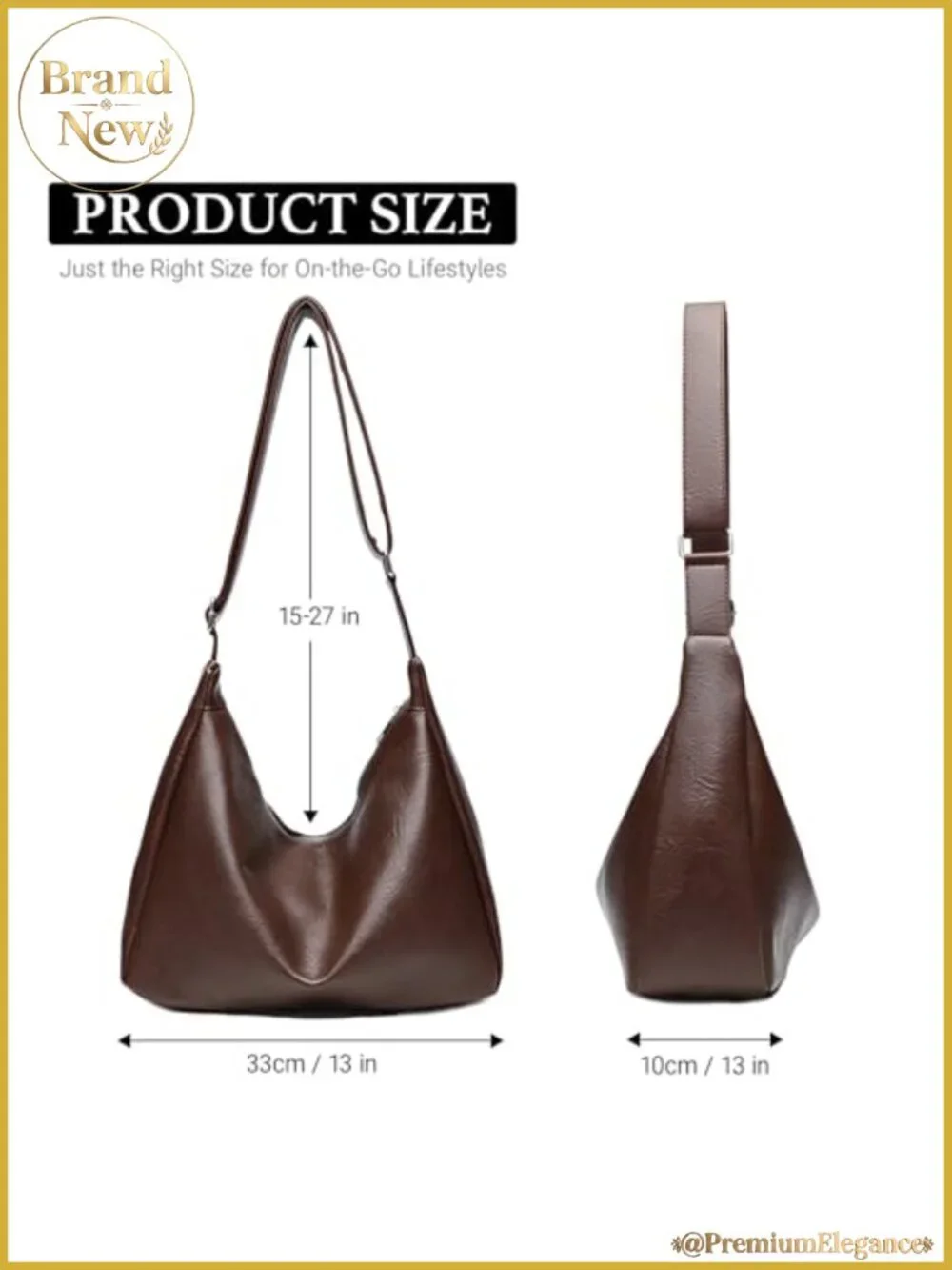 Women's Slouchy Hobo Vegan Leather Shoulder Bag Crossbody Purse